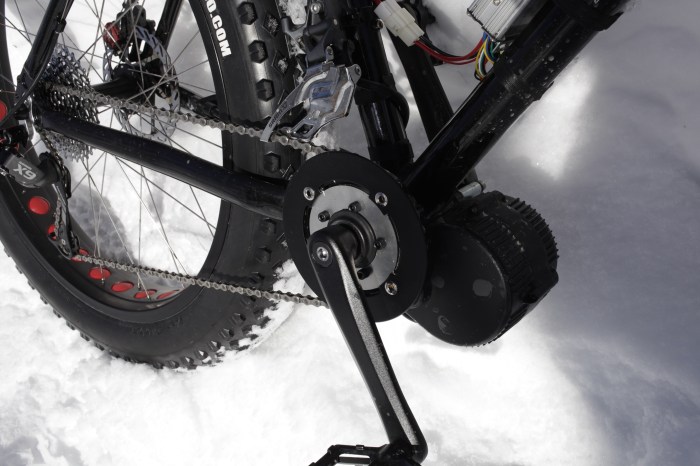 I kept the front derailer on as a chain guard to keep the chain from slipping off and jamming up between the chainring and the BBS02.