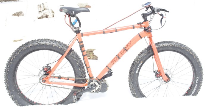 Although built for the snow, this bike is insanely fun on the trails.