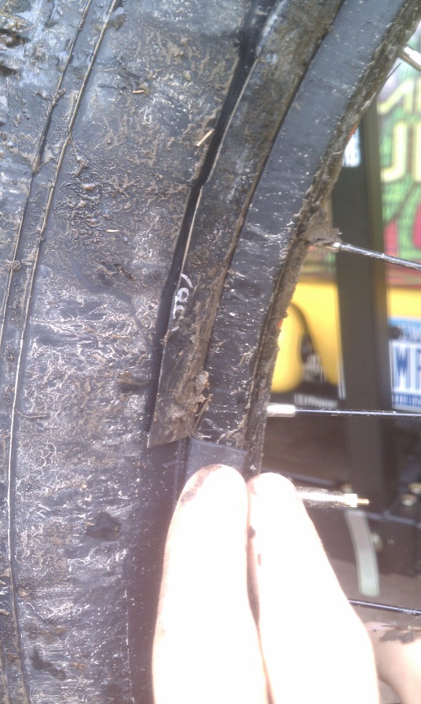 Cut a slit perpendicular to the rim