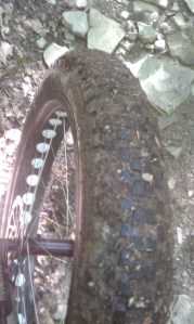 This tire clogged with mud like nothing I've ever seen.