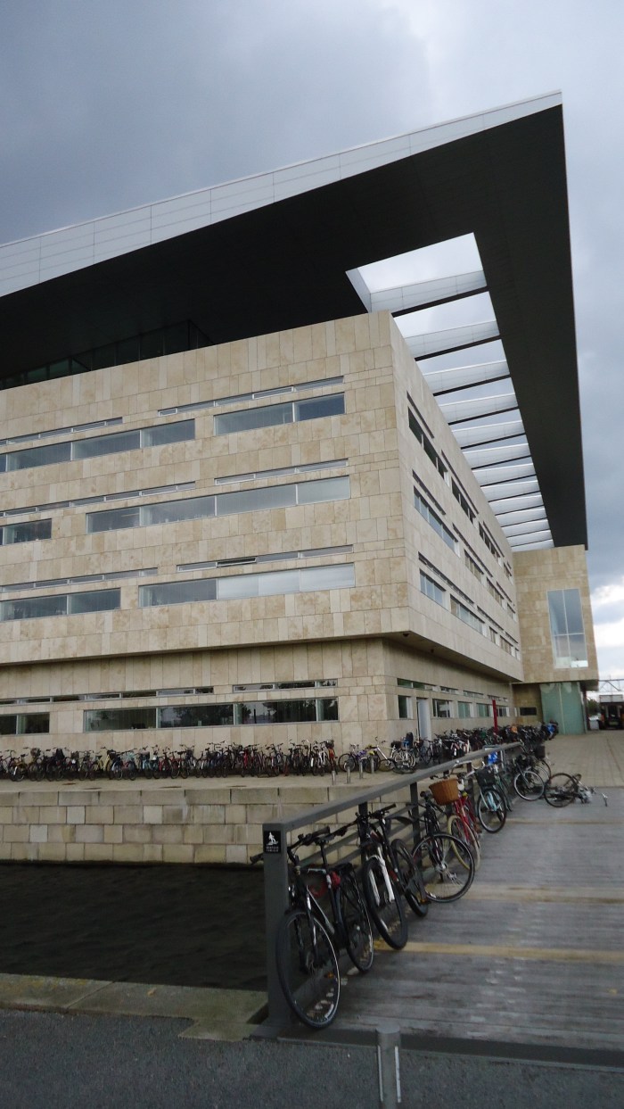 Many buildings in Denmark are literally surrounded by hundreds of bicycles.
