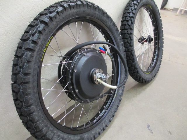 Notice the thicker spokes and nipples used on these motorcycle rims