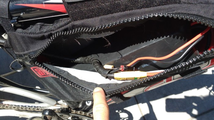 This battery fits nicely in any triangle back with lots of extra room for other crap.