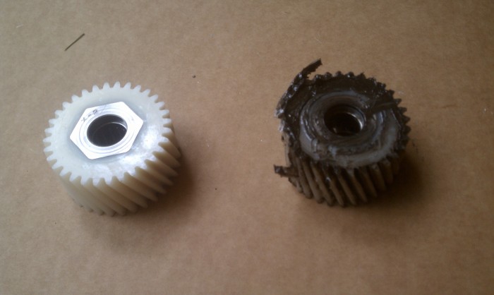Nylon gears fail, you should always have some extra on hand